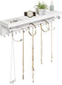 Rustic White Necklace Jewelry Organizer - Wall Mount Jewelry Holder for Necklace, Earrings, and Rings