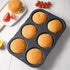 MUJUZE Hamburger Bun Pan, 6 Cavity Nonstick & Heat Resistant Mold for Homemade Burger Buns