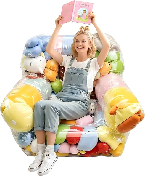 NTYNTY Clear Stuffed Animal Storage Bean Bag Chair Cover for Kids,Extra Large Beanbag