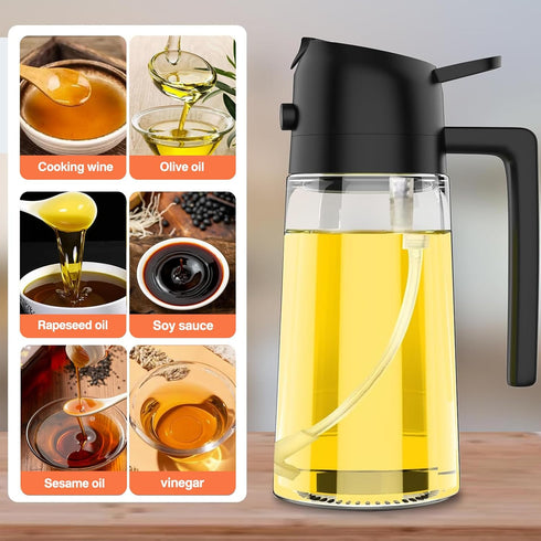 Generic 2 In 1 Oil Dispenser and Sprayer, 16 Oz/470 Ml for Kitchen Spray, Suitable for Cooking