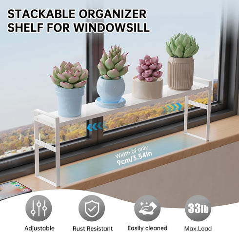 1pcs Counter Small Narrow Tall Shelf for Windowsill Kitchen Organizer Window Sill Plant Shelf Stackable Shelves