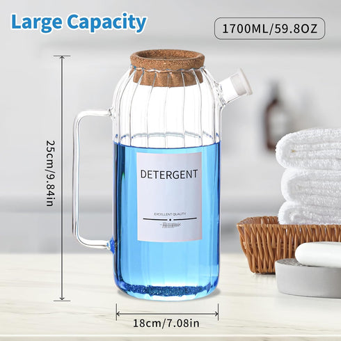 60oz Fabric Softener Dispenser,Liquid Laundry Detergent Dispenser with Lables,Laundry Detergent Container