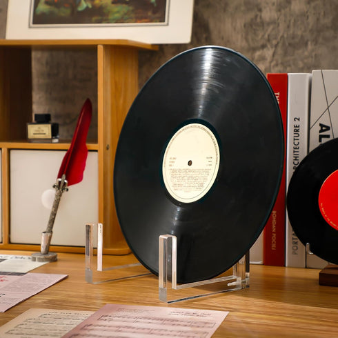 2 Pcs Clear Acrylic Easel Stand for Display, 8 Inch Plate Holder, Bowl Stands, Vinyl Record Storage, Decorative Photo