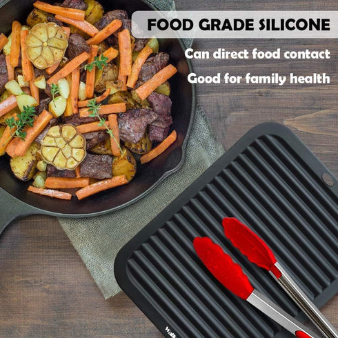 Walfos Silicone Trivets for Hot Pots and Pans - 4 Pcs Heat Resistant Hot Pads for Kitchen Counter (Black)