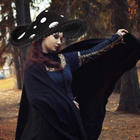 Croloose Mushroom Hat Renaissance Medieval Costume Cosplay Victorian Fairy Accessories with Bead Lace Brim Cap