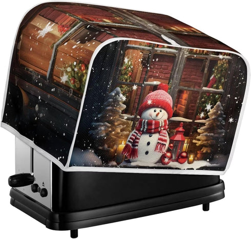 JEOCODY Christmas Snowman Toaster Cover - Fits Most Standard 2 Slice Toasters, Universal Size Dustproof Cover for Women