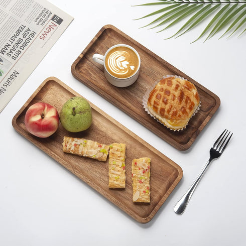 Acacia Wood Bathroom Vanity Tray, 13.8 x 5.5 x 0.8 inch Counter Tray, Toilet Tank, Charcuterie Snack Serving Board