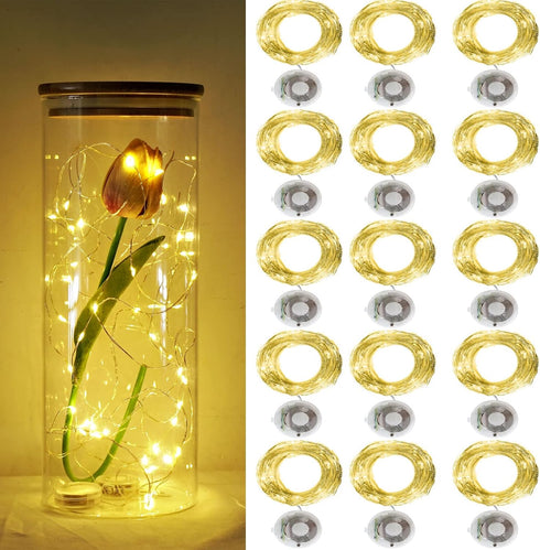 Twinkle Fairy Lights Battery Powered 20 LED on 7.2feet Silvery Copper Wire for DIY Wedding Party Decor (Warm White)