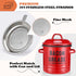 46OZ Bacon Grease Container with Strainer - Large Red Kitchen Oil Storage Can, Food Saver Bin with Lid | Farmhouse