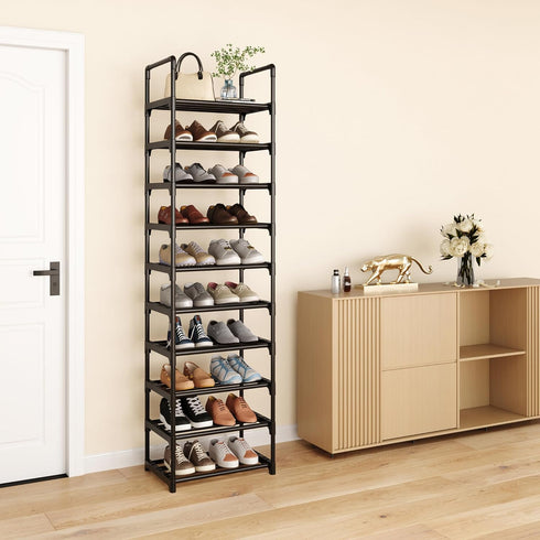 COAPUKT 10 20-25 Closet Tier Tall Shoe Rack Organizer Pairs Shoe Tower Shelf,Metal Shoe Storage,Lager Shoe Storage