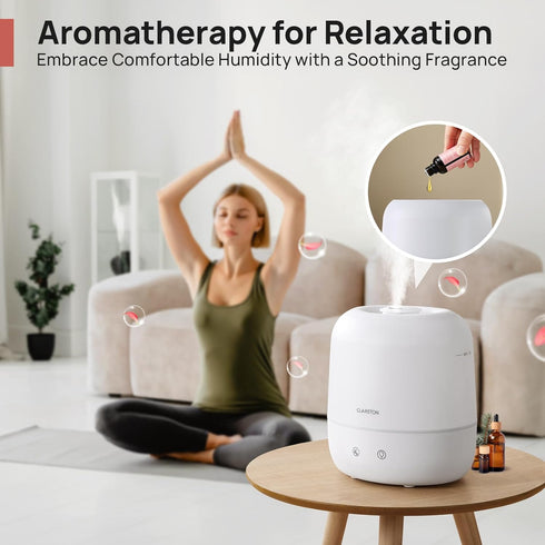 2L 360 Nozzle 7-Color 24dB Clarston Humidifiers for Bedroom, Top Fill with for Large Room, Night Light, Quiet Cool Mist