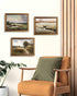 Framed Vintage Wall Art, Classical French Landscape Painting, Wildflowers Field Canvas Print for Kitchen and Living Room