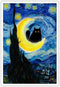 TYOHU Funny Starry Night Cat Canvas Wall Art, 24x36in Unframed Black Cat Poster Colorful Abstract Farmhouse Decor