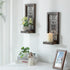 Set Farmhouse Wall Candle Holder Decor: Rustic Candle Sconces of Two for Pillar Candles - Brown Wooden Shelving
