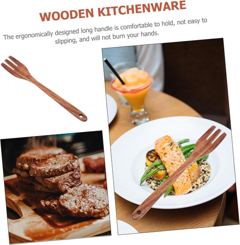 Wooden Fork for Stirring, Serving, and Cooking - Camping Utensils, Spaghetti, Fruit Salad Fork, Wooden Kitchenware