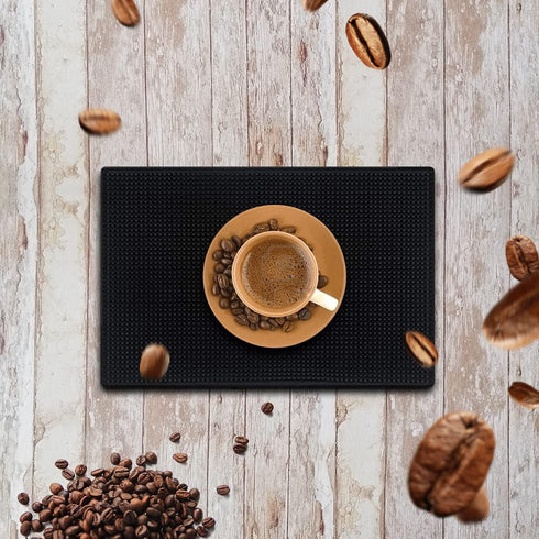 Black Bar Mat (12x6 Inches) (Pack of 1), Stylish Spill Mats for Bars, Restaurants, Non-Slip & Non-Toxic Countertop Mats