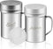 Large Stainless Steel Salt and Pepper Shakers Set, 14 OZ Spice Shaker with Lid and Handle, 127 Holes, 2 Pieces