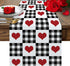 Buffalo Check Table Runners 90 Inches Long, Valentine's Day Love Heart Plaid Black White Table Runner for Family Dinner