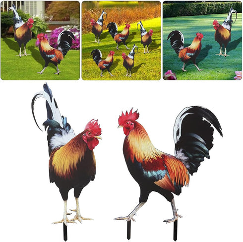 Bad Piggies Acrylic Chicken Yard Stakes - Outdoor Garden Art, Rooster & Chicken Statues for Pathway, Patio & Lawn