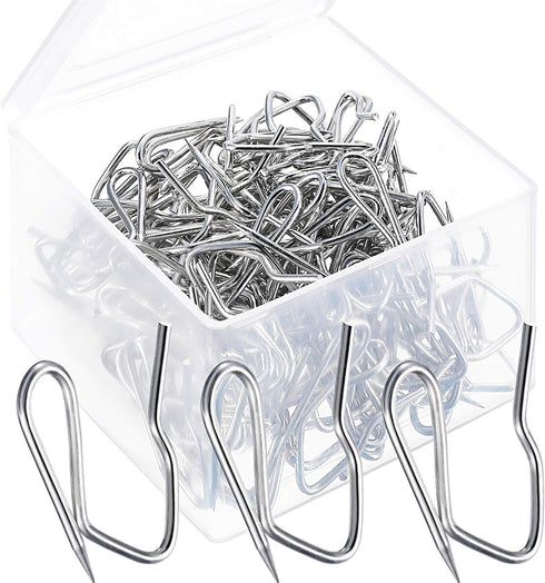 Shappy 120 Pack Drapery Hooks Pins for Curtains, Metal Pinch Pleat Hooks with Clear Box, 1.2 Inch