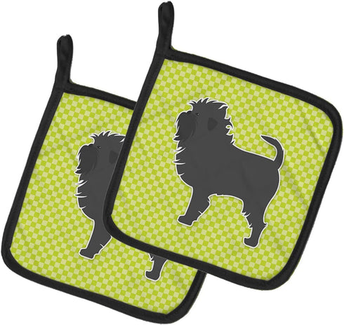 Caroline's Treasures BB3848PTHD Affenpinscher Checkerboard Green Pot Holders, Kitchen Heat Resistant, 7 1/2 x 7 1/2