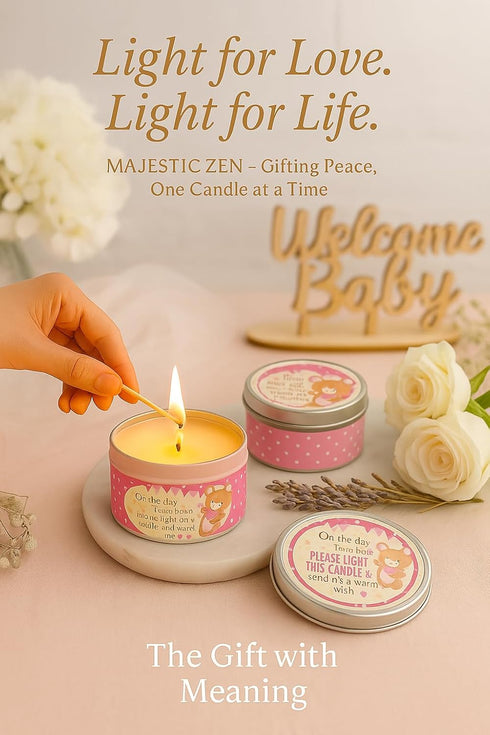 9-Pack 3040 Majestic Zen Baby Shower Candle Favors for Girls | Scented Soy Wax Candles | Baby Powder Scent | Hour Burn
