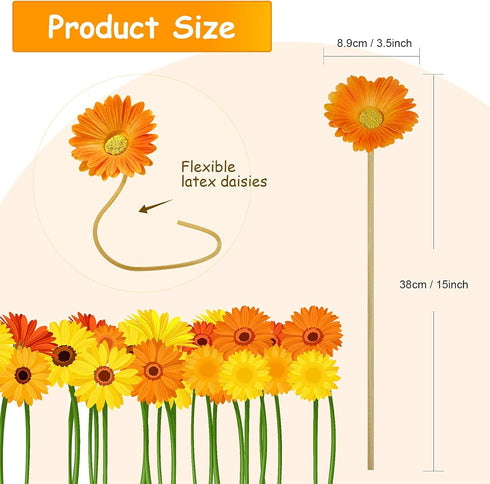 WILLBOND 18 Pieces Artificial Gerbera Daisies Flowers Bouquet, Faux Boho Daisy Flowers for Wedding Home Decor (White,