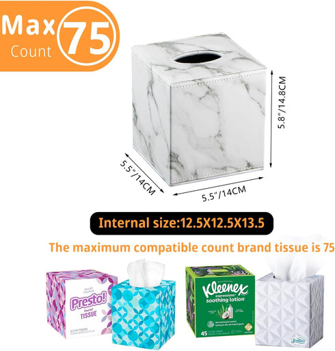 Square Tissue Box Cover, Cut Leather Cube Holder for Modern Facial Paper Organizer, Bathroom, Office Decor