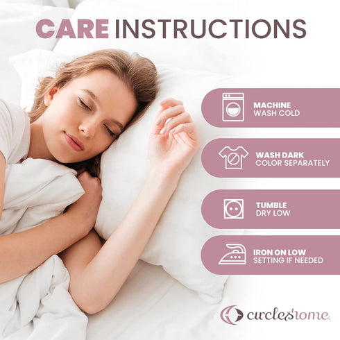 CirclesHome Pillow Protectors, 2 Pack Standard Zippered, 100% Cotton Breathable Pillowcases, 20x26