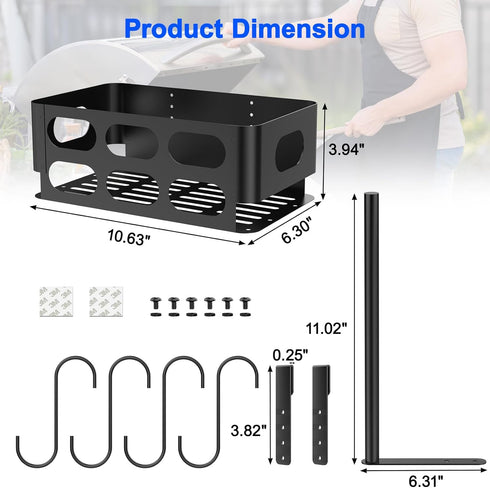 Storage Bin for Traeger Smoker Grill Caddy with Paper Towel Holder and Hooks and Anti-Scratch Pads, Traeger Accessories