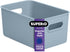 Superio Ribbed Collection - Medium Blue Decorative Plastic Open Storage Bins Organizer Baskets (1 Pack)