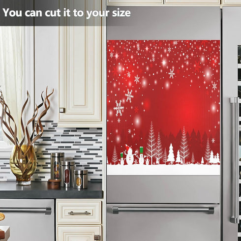 Christmas Tree Snowman Magnetic Sticker, Dishwasher Door Cover, Kitchen Cabinet Panels, Fridge Magnet Decor 23"W x 26"H