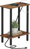 TUTOTAK Small End Table with Charging Station, Narrow Side Table with USB