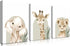 Nursery Wall Decor Set of 3, Cute Animal Lion Elephant Baby Pictures