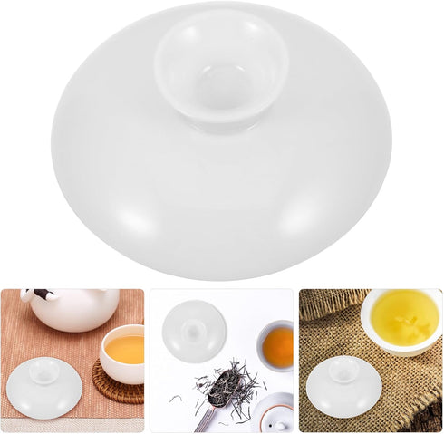 Zerodeko 1PC Ceramic Tea Pot Replacement Lid, White Ceramic Teapot Lid, Tea Kettle Cover Blooming and Loose Leaf Tea Maker Top Lid for Hotel Restaurant Kitchen Teaware by Zerodeko