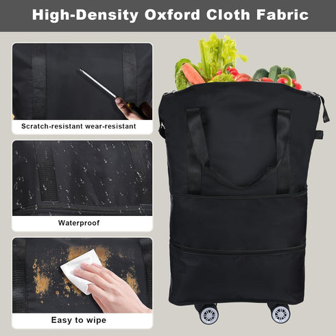 LKbeuuu Reusable Grocery Bag on Wheels Shopping Bag with Wheels, Detachable Roller Tote Bag, Luggage Bag, used