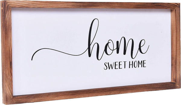 Farmhouse Decor Modern Rustic Wall Art Home Sweet Home Solid Wood Framed Printed Sign for Entry, Living Room, 8x17