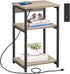 3-Tier TB01BG026 TUTOTAK End Table with Charging Station, Nightstand, Couch Side Table with USB Ports and Outlets