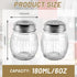Cheese and Pepper Shakers Set of 2, 6oz Glass Spice Shakers with Stainless Steel Top