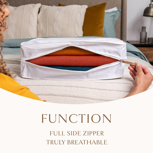 Hayden Hill Luxury Organic Cotton Sweater Storage Bag - Fits 6 Fine Knit Sweaters, 18 Inch Moth Proof Organizer