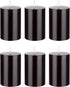 Mega Candles 6 pcs Unscented Solid Black Pillar Candles, Hand Poured Premium Wax, 2"x3"