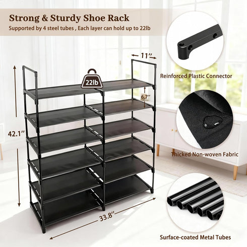 Gmrithaf 6 Closet,Entryway,Dorm,Garage,Corridor, 33.8" 6 Shoe Rack - Tier Shoe Organizer Storage Rack with Non-Woven