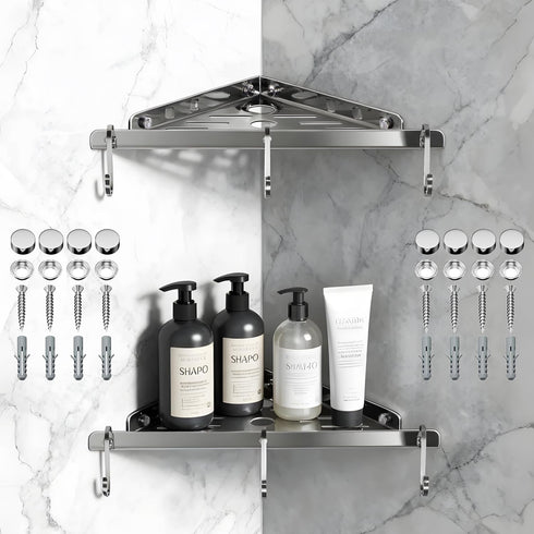 Generic 2 Pack Corner Shower Shelf,10-Inch 304 Stainless Steel Bathroom Shelves with 6