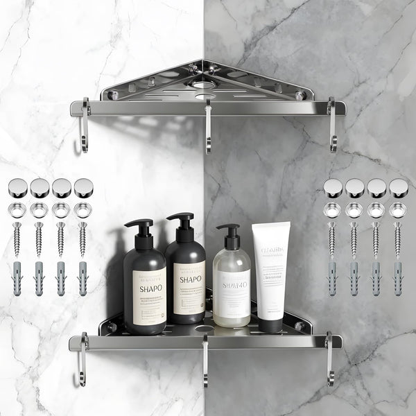 Generic 2 Pack Corner Shower Shelf,10-Inch 304 Stainless Steel Bathroom Shelves with 6