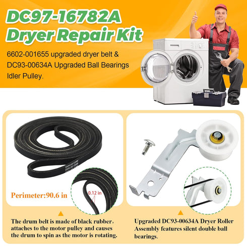 Samsung Dryer Repair Kit Fit for DV42H5000EW/A3 DV45H7000EW/A2 DV48H7400EW/A2 DV42H5200EP/A3 DV40J3000EW/A2