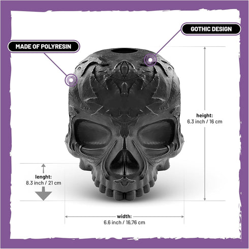 Skull Tissue Box Cover Square Black, Gothic Home Decor, Fits Most Square Tissue Boxes, Office Desk Organizer