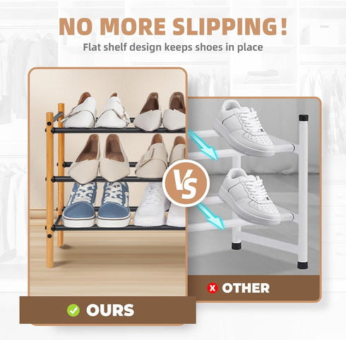16 Closet, 4 STORAGE MANIAC Expandable Shoe Rack, Pairs Stackable Small Shoe Rack, Metal Adjustable Shoes Organizer