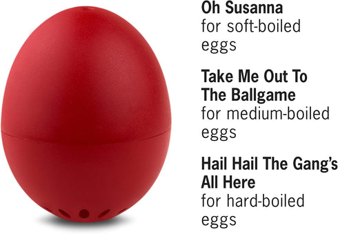 BeepEgg Basic Red Musical Egg Timer for Boiling Eggs, Food Safe, 3 Levels of Doneness - Brainstream