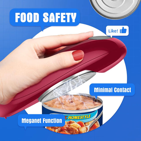 Electric Can Opener, Hand Free Easy Open Any Can Sizes with Smooth Edge, Food-Safe Portable Battery Operated Gadget