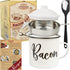Bacon Grease Container with Strainer - With Food-Grade Silicone Spatula , 46oz